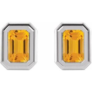 14K White Gold Natural Citrine Solitaire Earrings – image 2