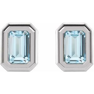 14K White Gold Natural Sky Blue Topaz Solitaire Earrings – image 2