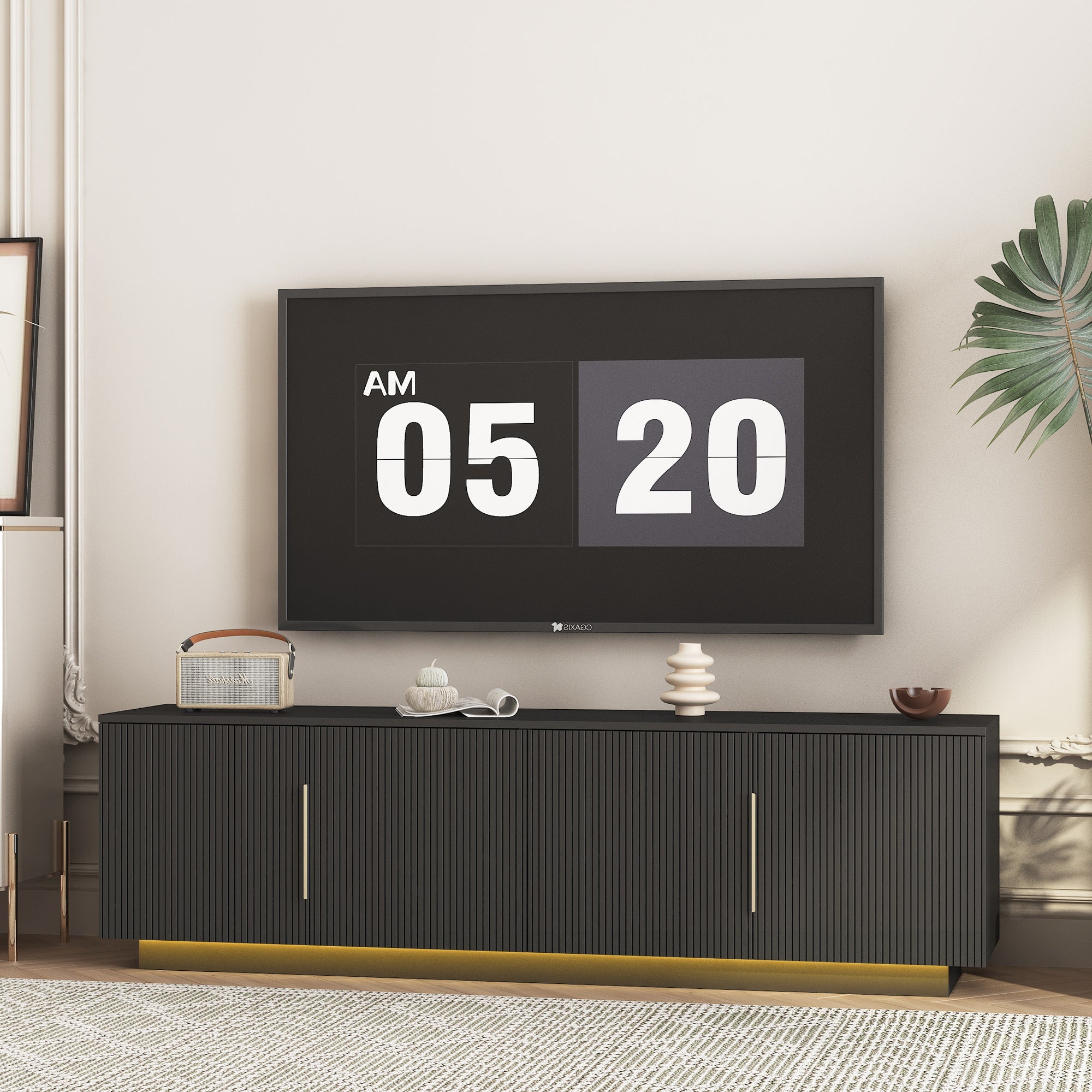 TV Stand  with 16 Color LEDs,68' Modern TV Stand,  TV Cabinet Entertainment Center for 55 60 65 Inch TV
