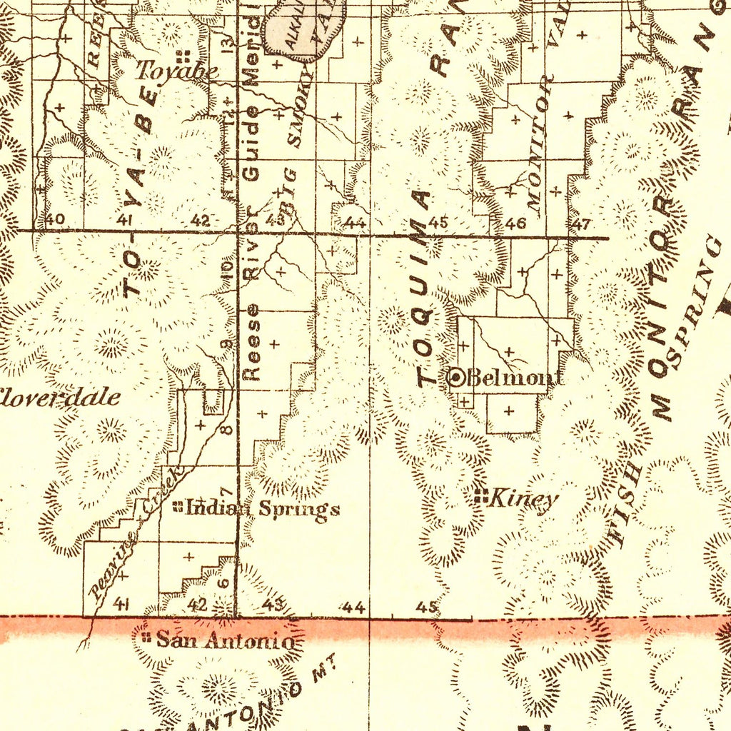 Vintage Map of Nevada 1876