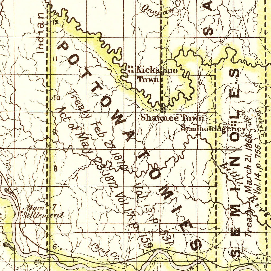 Vintage Map of Oklahoma 1876