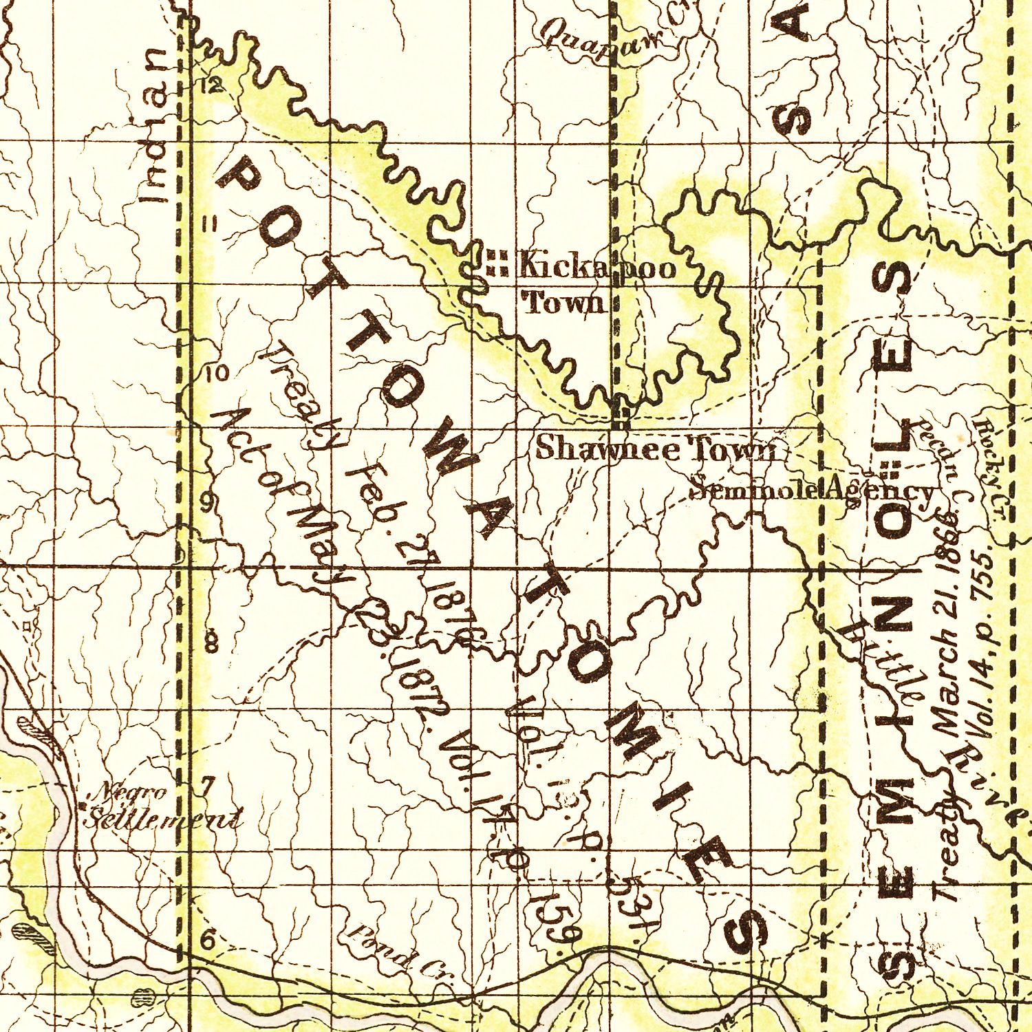 Vintage Map of Oklahoma 1876