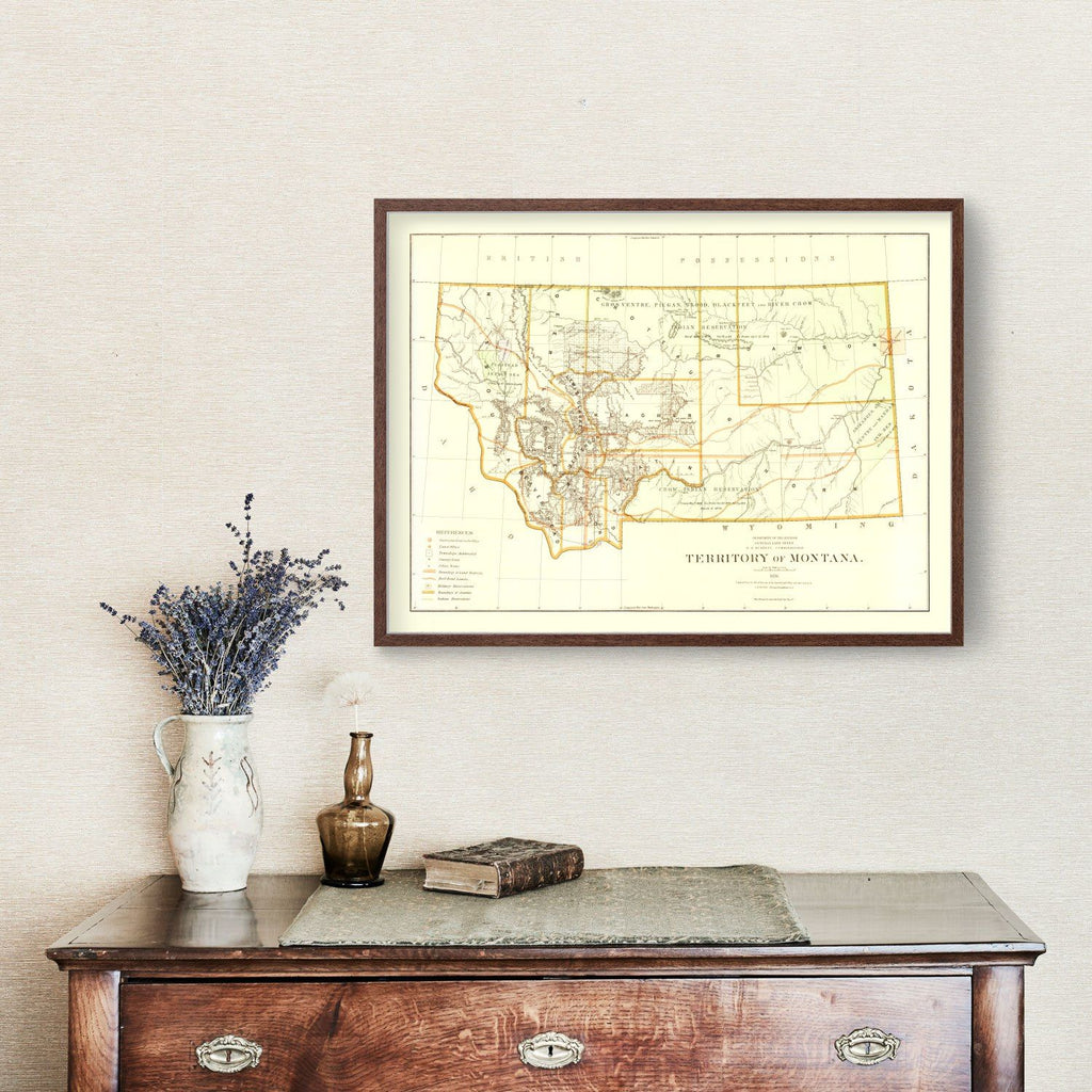 Vintage Map of Montana 1876