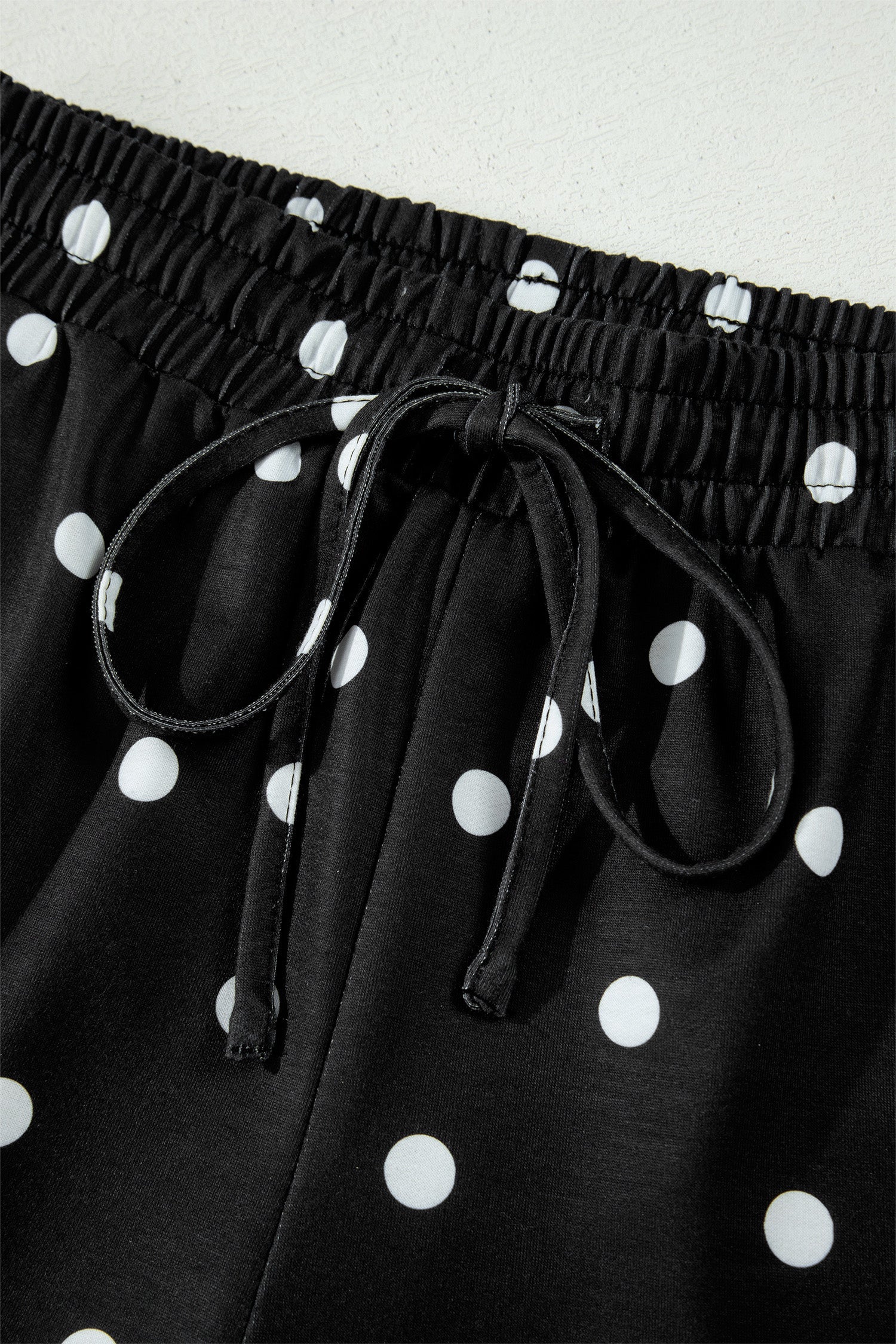 Polka Dot Loose Tee & Drawstring Shorts Set