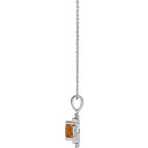 Platinum Natural Citrine & 1/5 CTW Natural Diamond Geometric 16-18" Necklace