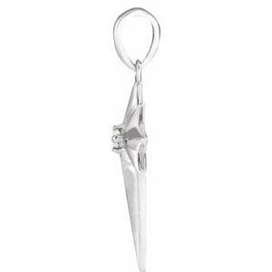 Sterling Silver .03 CT Natural Diamond Star Cross Pendant