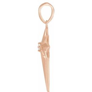 14K Rose Gold .03 CT Natural Diamond Star Cross Pendant