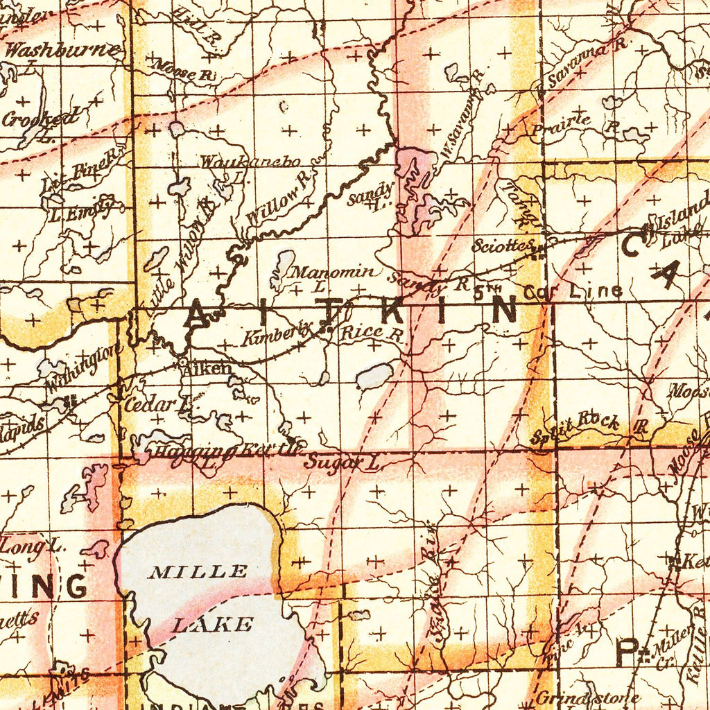 Vintage Map of Minnesota 1876