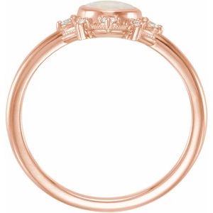 14K Rose Gold Natural White Opal & 1/10 CTW Natural Diamond Halo-Style Ring