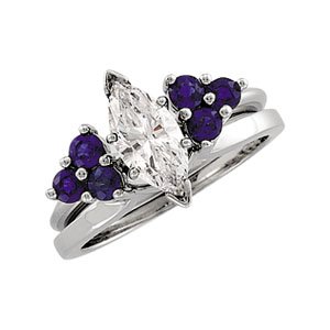 14K White Natural Blue Sapphire Wrap-Style Enhancer Ring
