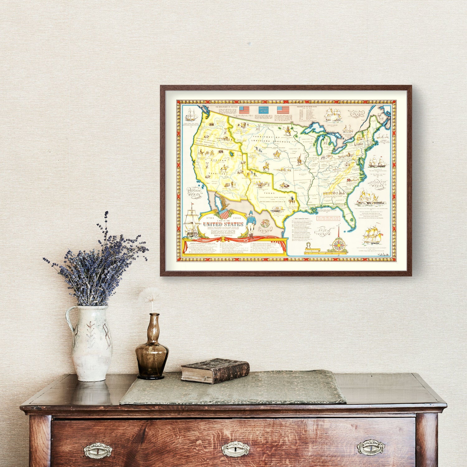 Vintage Louisiana Map Purchase Map of the United States