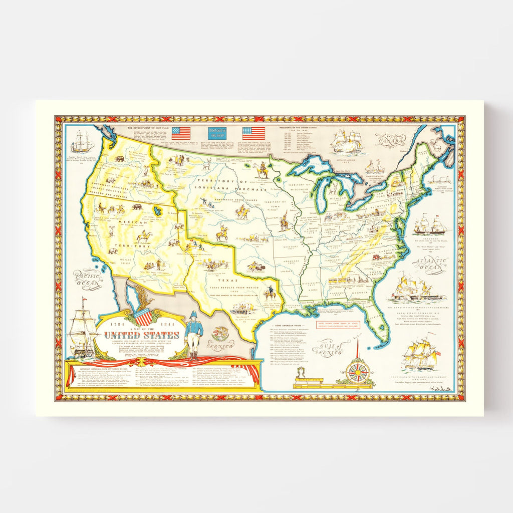 Vintage Louisiana Map Purchase Map of the United States