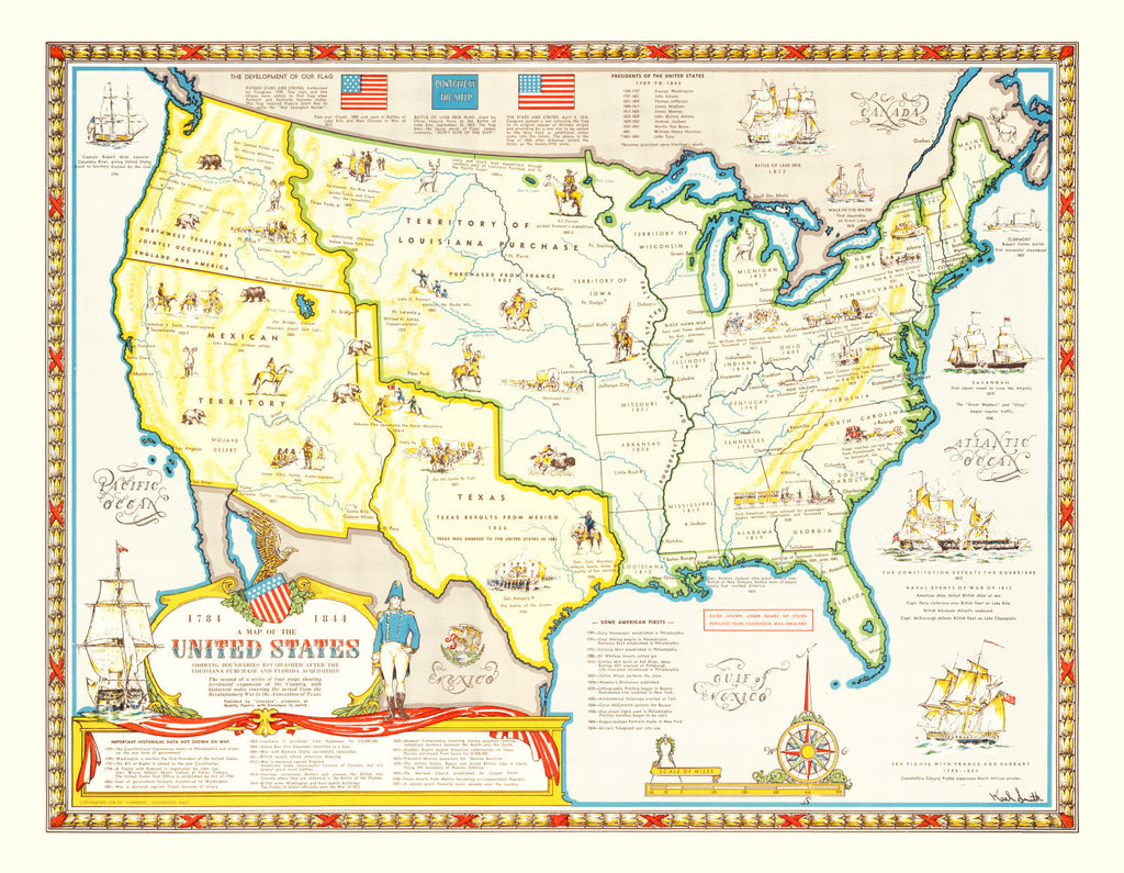 Vintage Louisiana Map Purchase Map of the United States