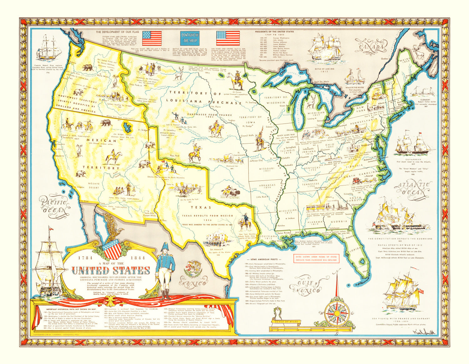 Vintage Louisiana Map Purchase Map of the United States