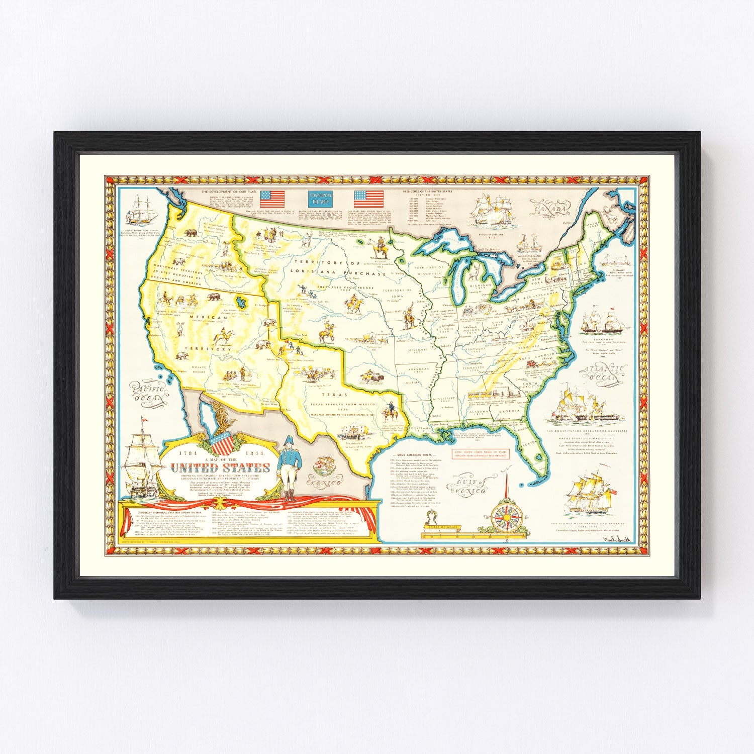 Vintage Louisiana Map Purchase Map of the United States