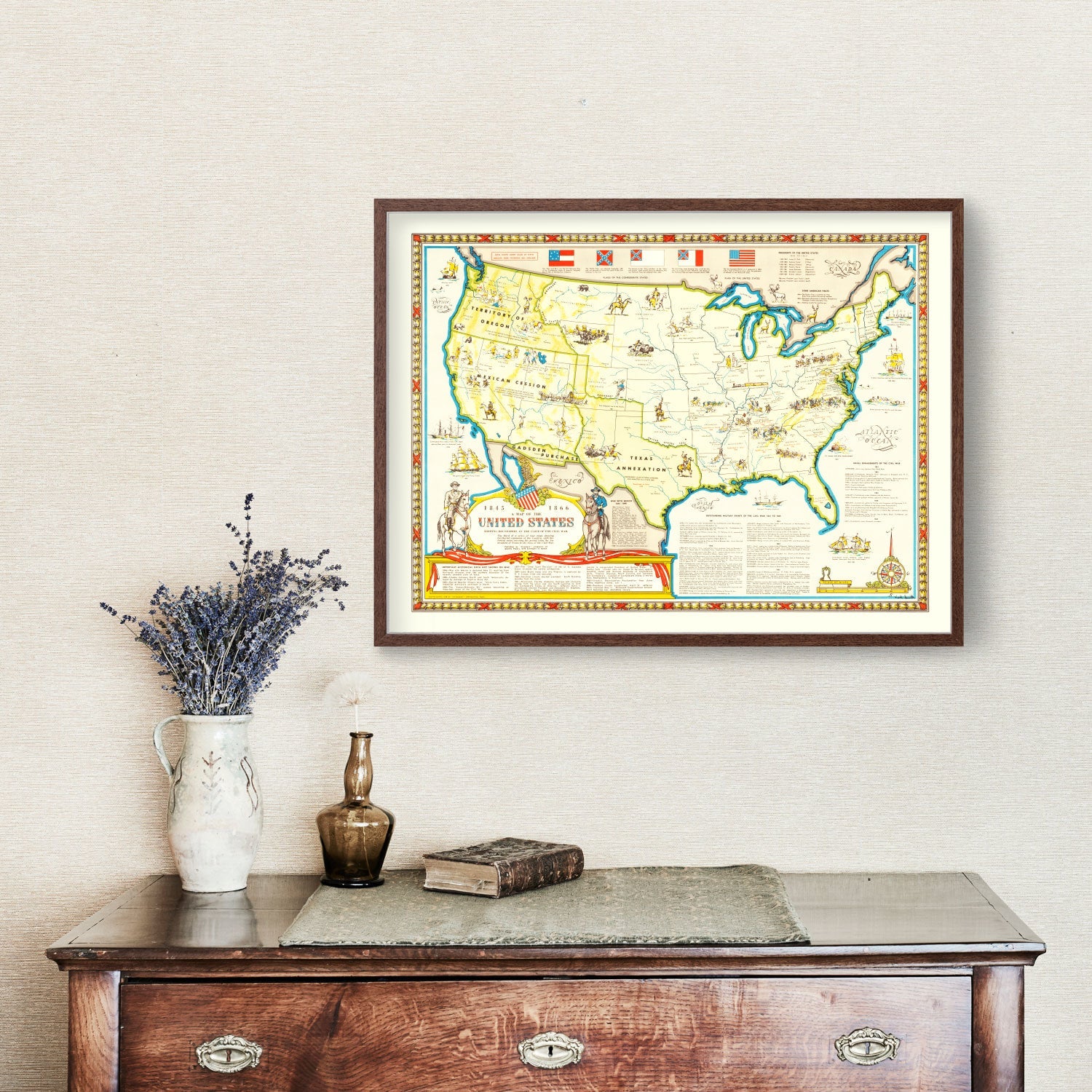 Vintage Civil War Map of the United States