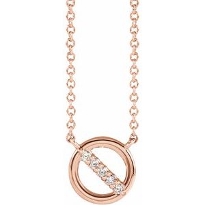 14K Rose Gold .03 CTW Natural Diamond Circle 16" Necklace