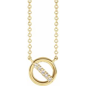 14K Yellow Gold .03 CTW Natural Diamond Circle 16" Necklace