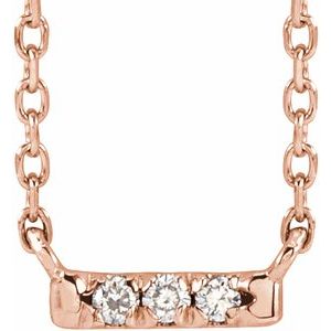 14K Rose Gold .03 CTW Natural Diamond French-Set Bar 16" Necklace