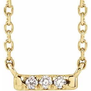 14K Yellow Gold .03 CTW Natural Diamond French-Set Bar 16" Necklace