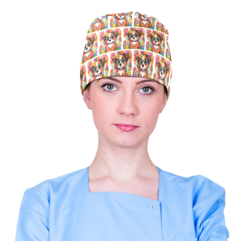 Cute Dog with Glasses Medical Scrub Cap (Made in USA)