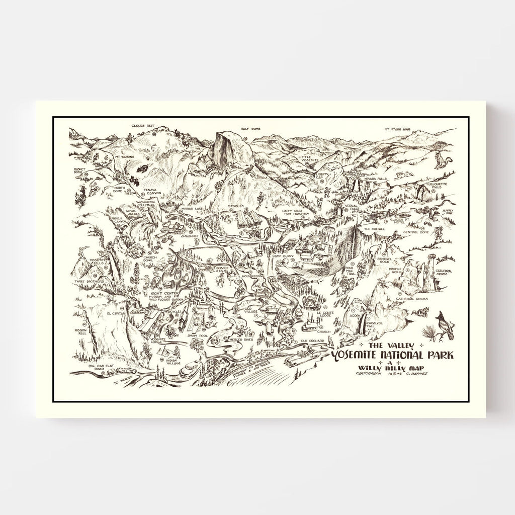 Vintage Map of Yosemite National Park, 1946
