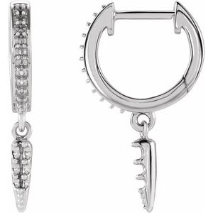 14K White Gold Hinged Hoop Spike Earring Mountings
