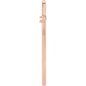 14K Rose Gold .06 CT Natural Diamond Sideways Cross Necklace Center