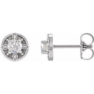 Sterling Silver 1/5 CTW Natural Diamond Floral-Inspired Earrings