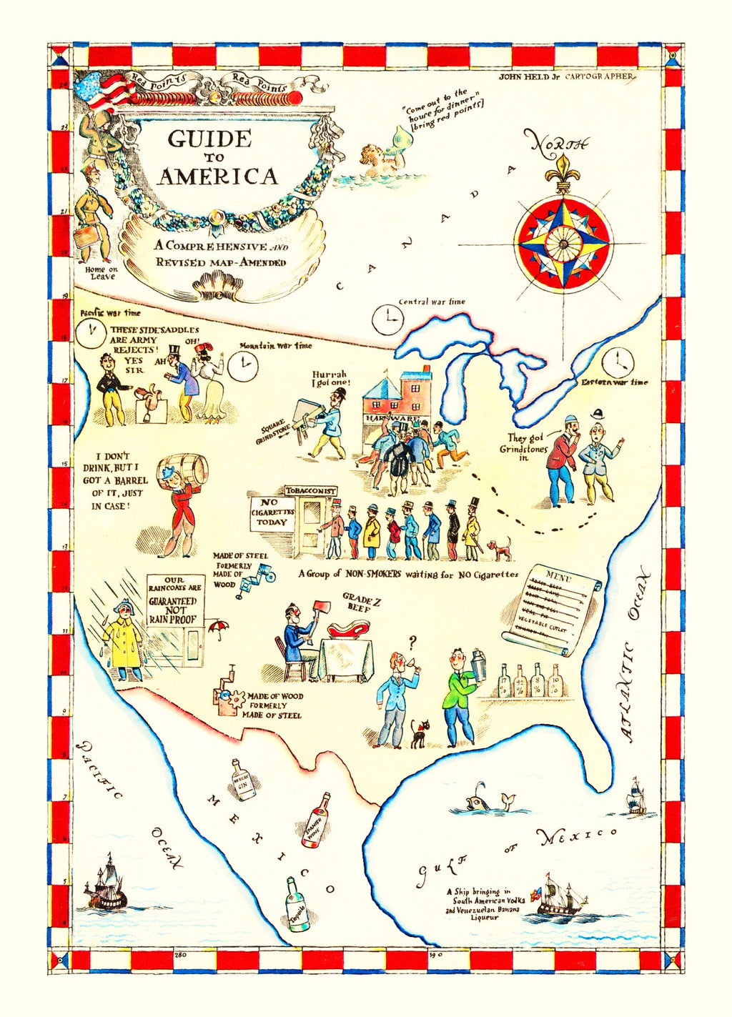 Vintage Guide to America Map, 1945