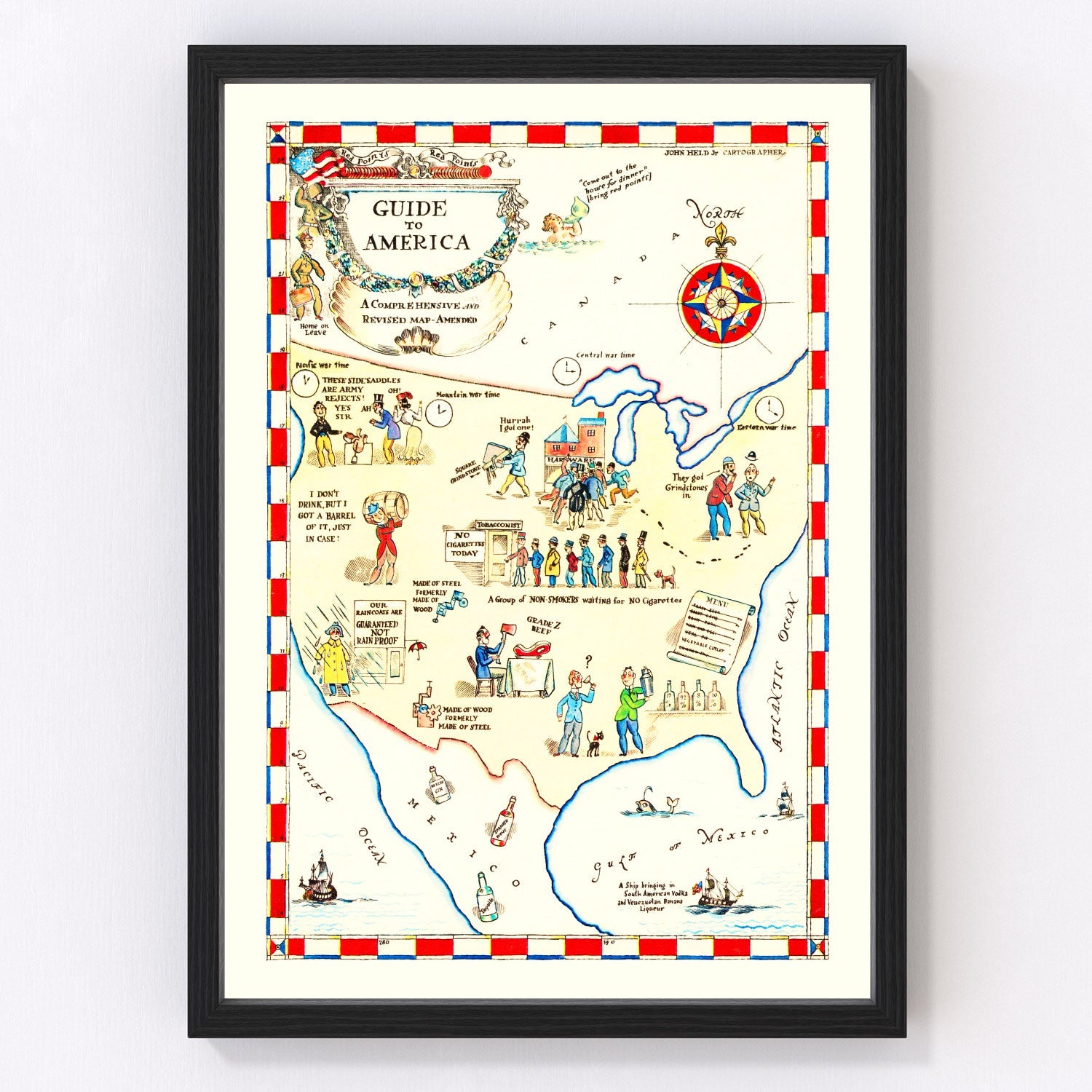 Vintage Guide to America Map, 1945