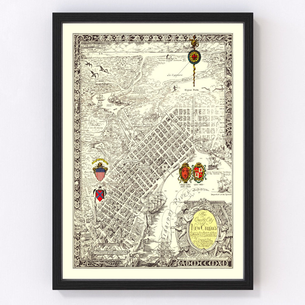Vintage Map of New Orleans, Louisiana 1930