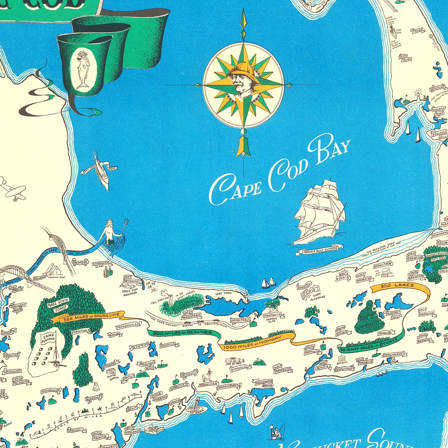 Vintage Map of Cape Cod, 1940