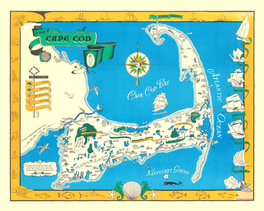 Vintage Map of Cape Cod, 1940