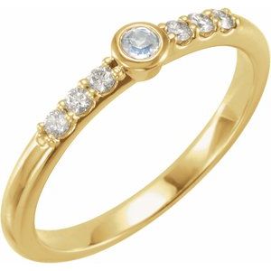 14K Yellow Gold Natural Blue Sheen Moonstone & 1/6 CTW Natural Diamond Stackable Ring