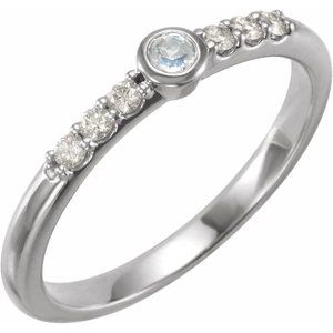 Platinum Natural Blue Sheen Moonstone & 1/6 CTW Natural Diamond Stackable Ring