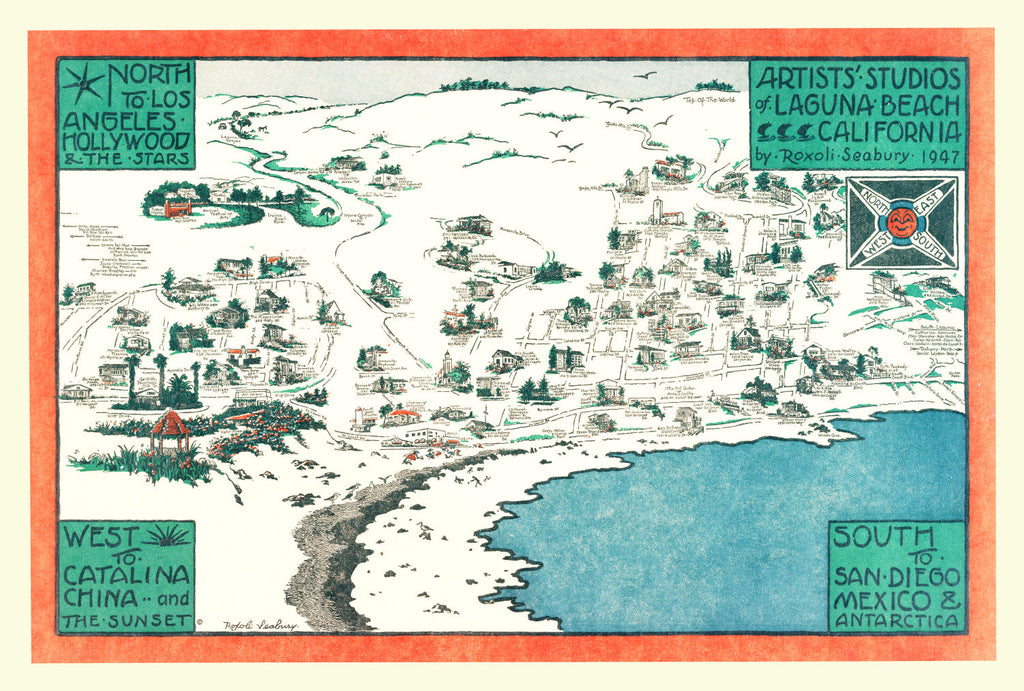 Vintage Map of Laguna Beach, California 1947