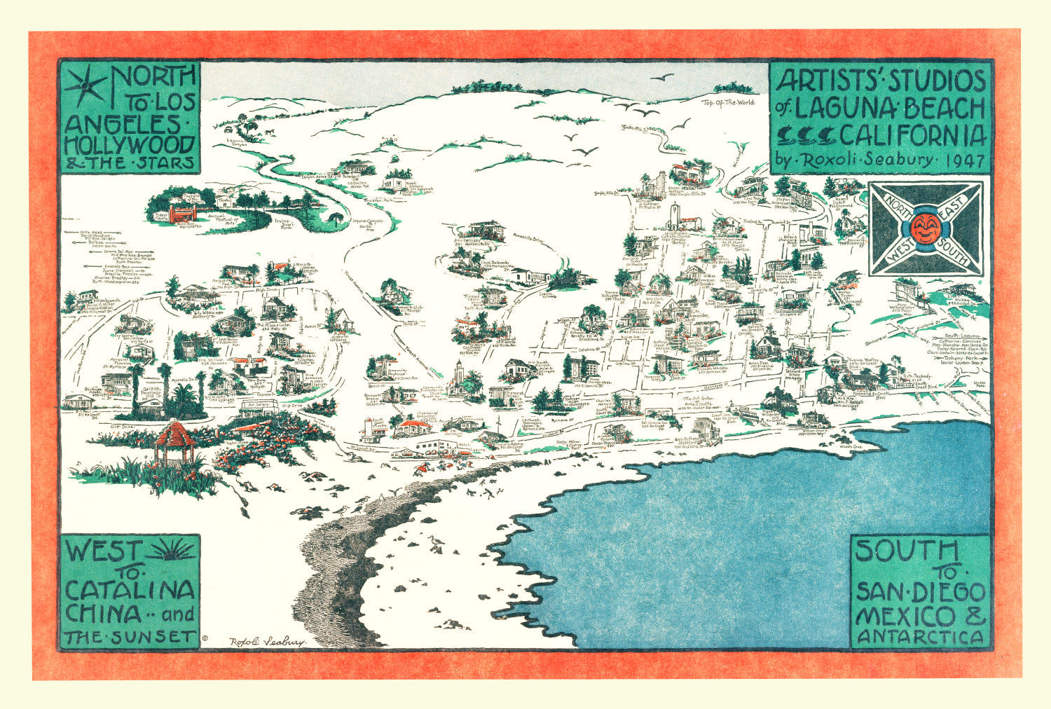 Vintage Map of Laguna Beach, California 1947