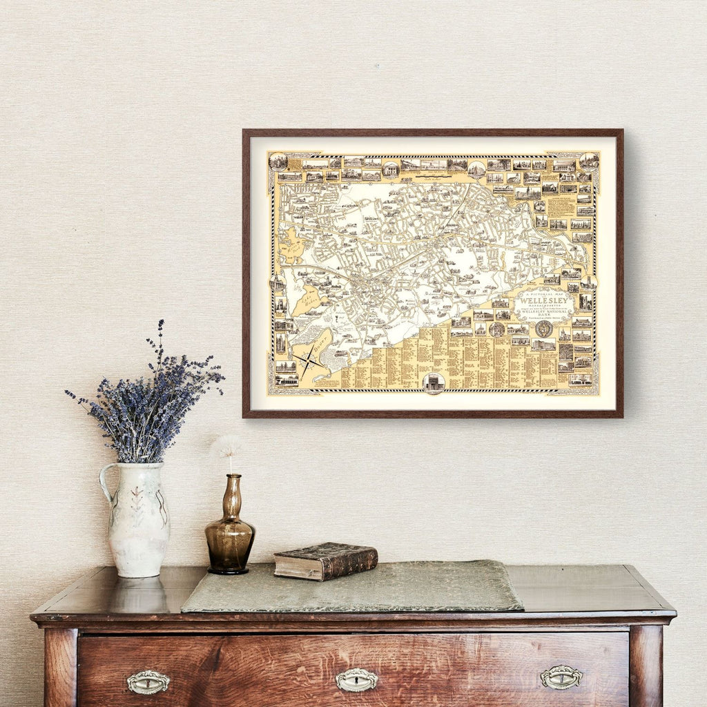 Vintage Map of Wellesley, Massachusetts 1960