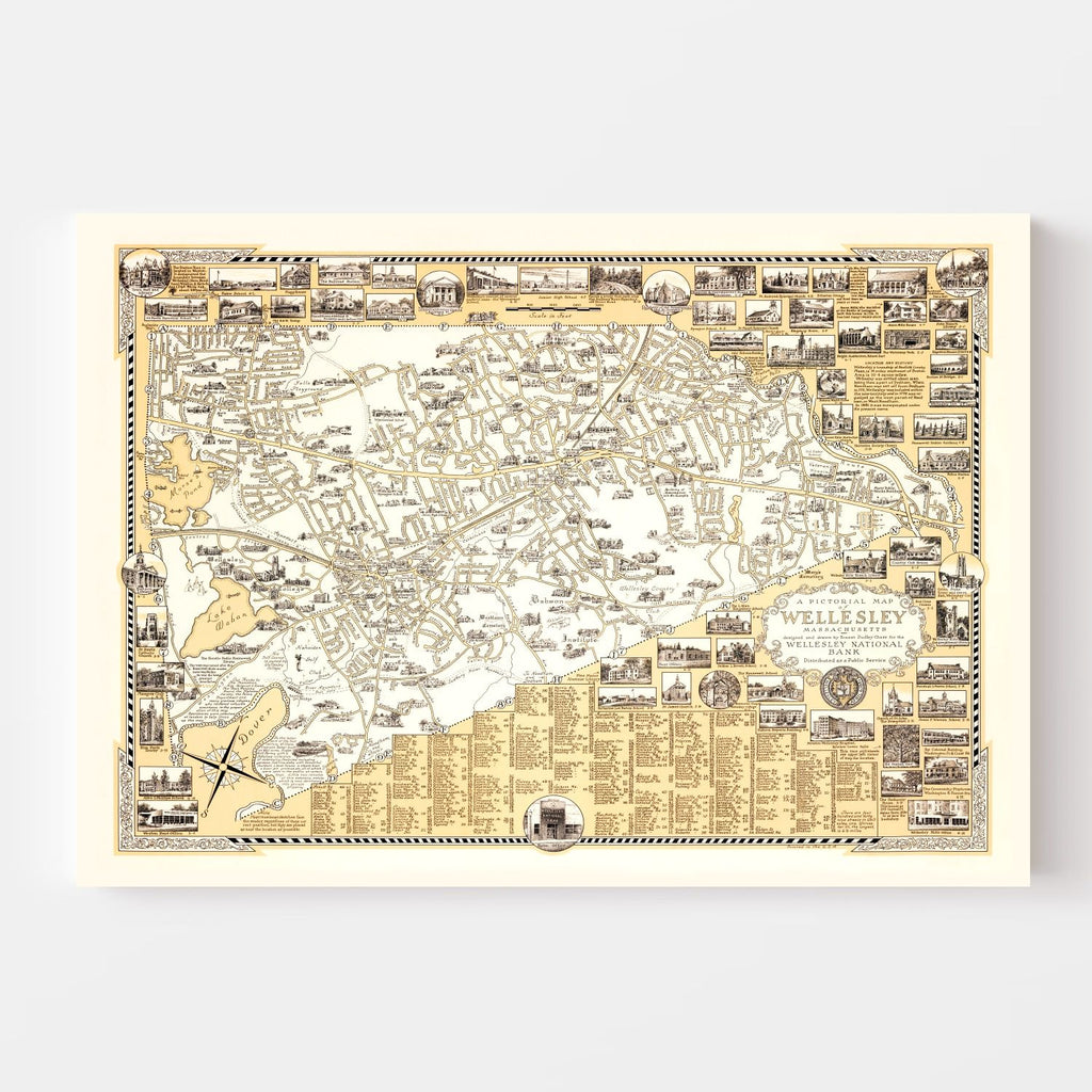 Vintage Map of Wellesley, Massachusetts 1960