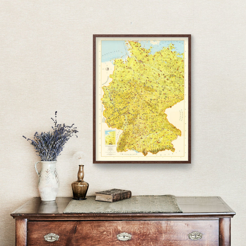 Vintage Map of Germany 1954