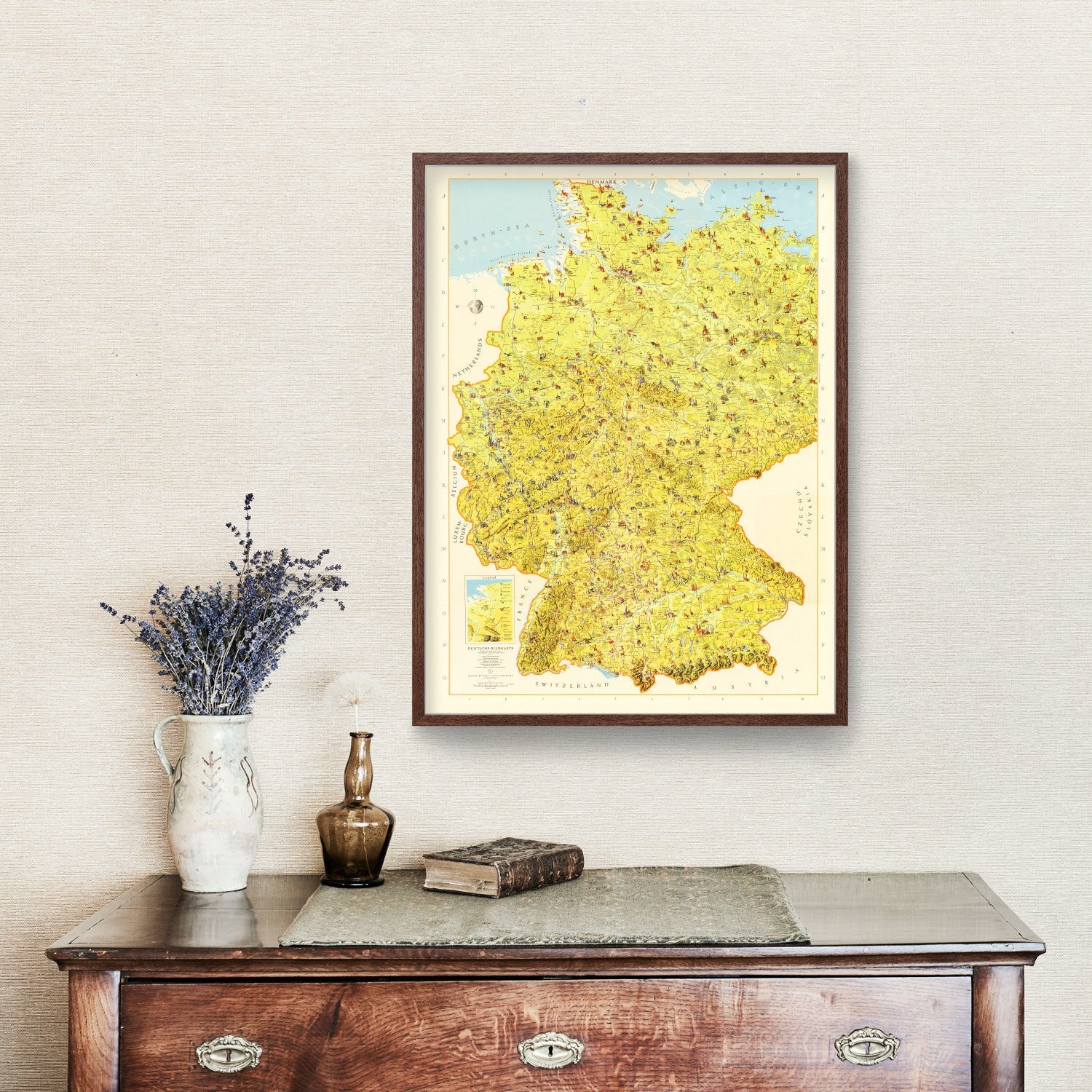 Vintage Map of Germany 1954