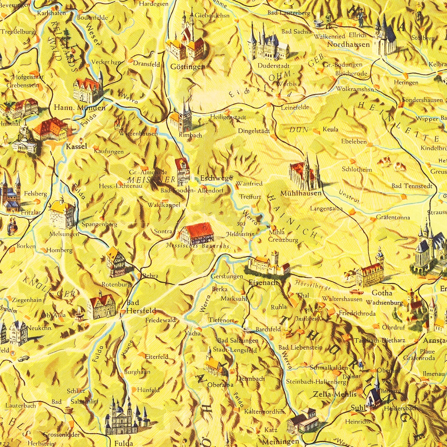 Vintage Map of Germany 1954