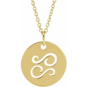 14K Yellow Gold Cancer Zodiac Disc 16-18" Necklace