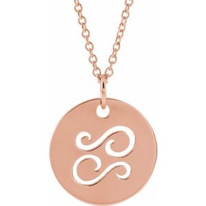 14K Rose Gold Cancer Zodiac Disc 16-18" Necklace
