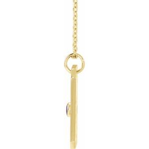 14K Yellow Gold Natural Amethyst & .01 CTW Natural Diamond Sagittarius Constellation 16-18" Necklace