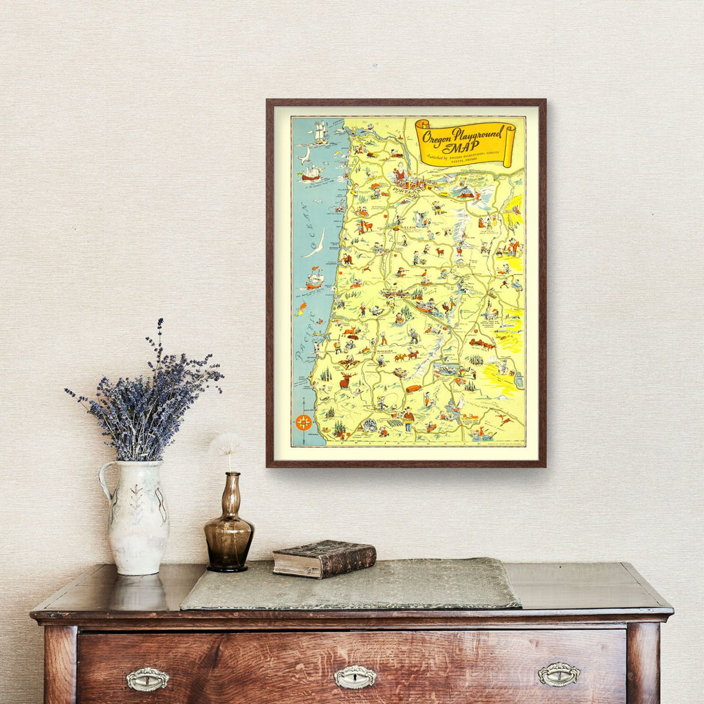 Vintage Map of Oregon 1936