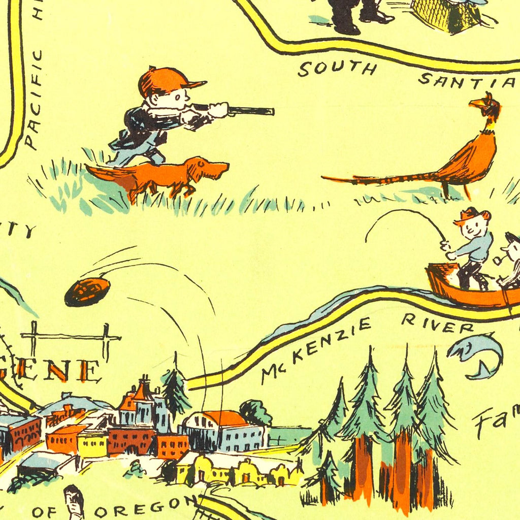 Vintage Map of Oregon 1936