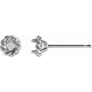 Sterling Silver 5 mm Round Claw-Prong Rope Earring Mounting