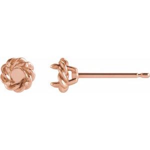 14K Rose Gold 3 mm Round Claw-Prong Rope Earring Mounting